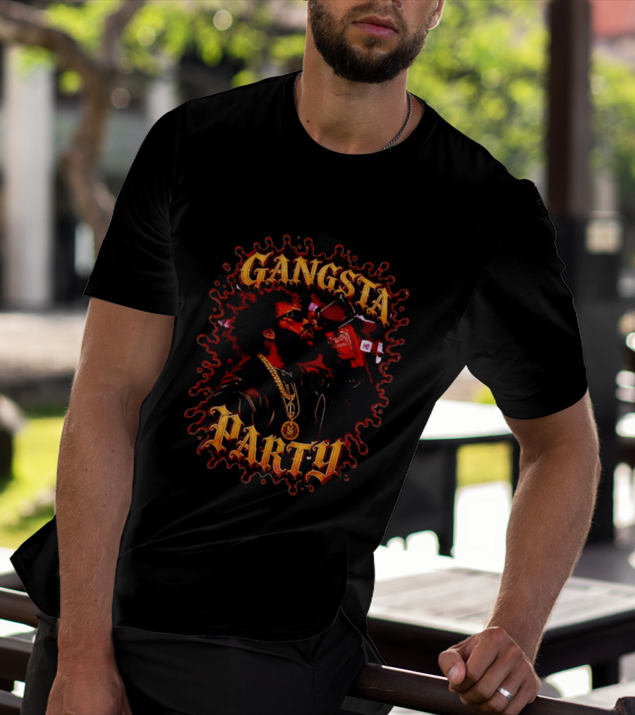 Gangsta Party Urban Hip Hop Streetwear Chain Drinking Scene T-Shirt