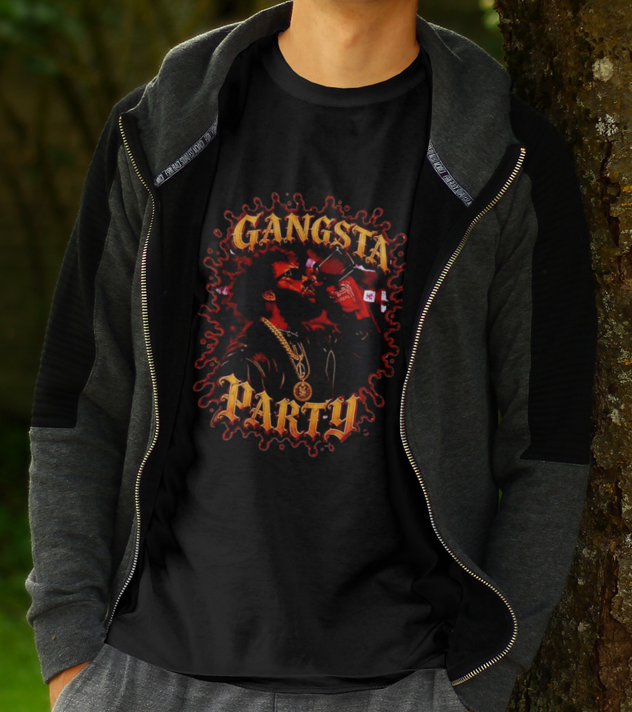 Gangsta Party Urban Hip Hop Streetwear Chain Drinking Scene T-Shirt