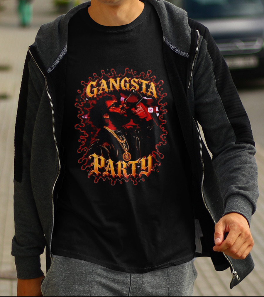 Gangsta Party Urban Hip Hop Streetwear Chain Drinking Scene T-Shirt