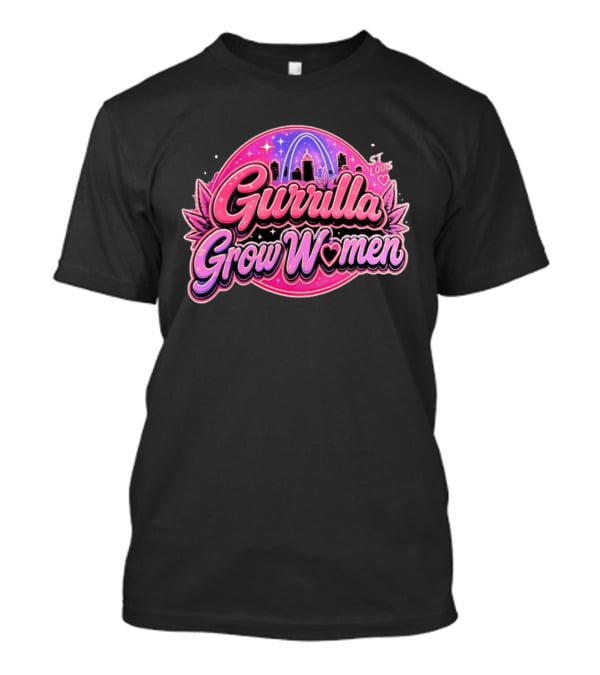 Gurrilla Grow Women St Louis Cannabis Cityscape Pink Sky Arch T-Shirt