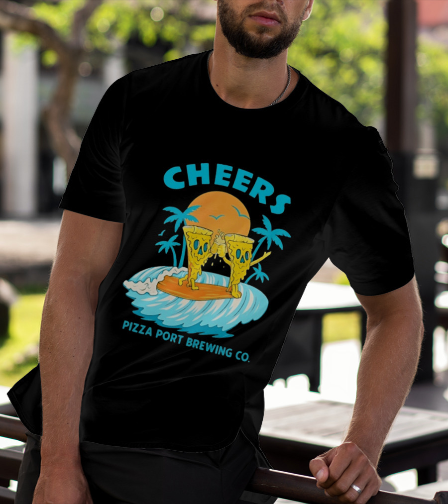 Pizza Port Brewing Co Cheers Surfing Pizza Wave T-Shirt