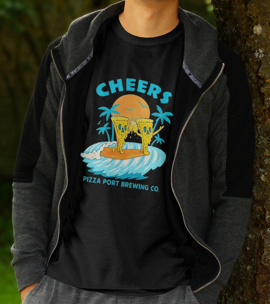 Pizza Port Brewing Co Cheers Surfing Pizza Wave T-Shirt