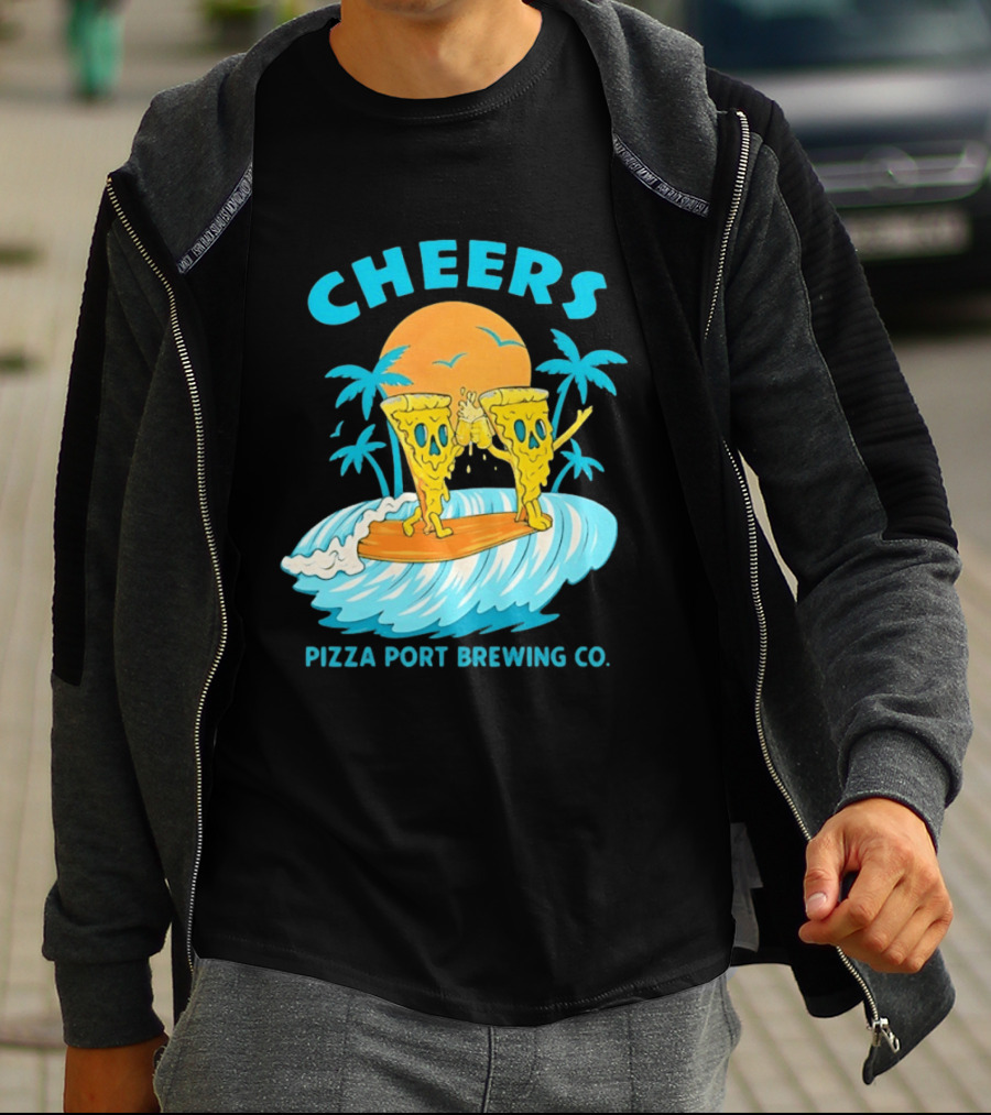 Pizza Port Brewing Co Cheers Surfing Pizza Wave T-Shirt