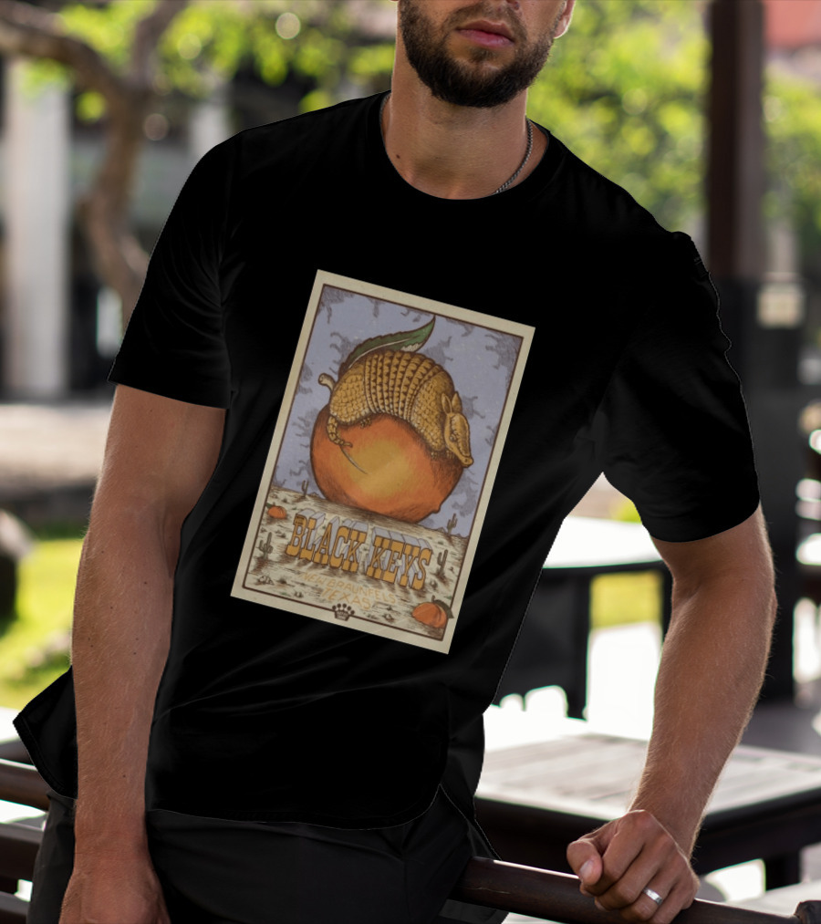 Black Keys Jul 25 2026 New Braunfels TX Armadillo Peach Cactus Desert Scene T-Shirt