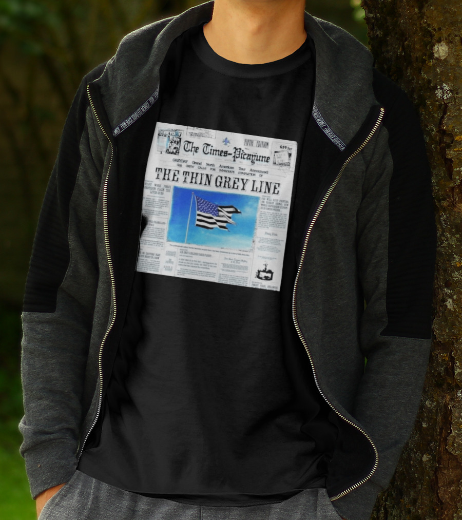 The Times Picayune Fifth Edition The Thin Grey Line American Flag T-Shirt