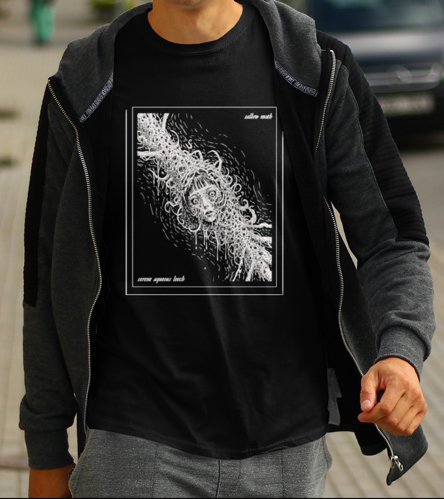 Sallow Moth Serene Aqueous Leech Surreal Horror Waveform T-Shirt