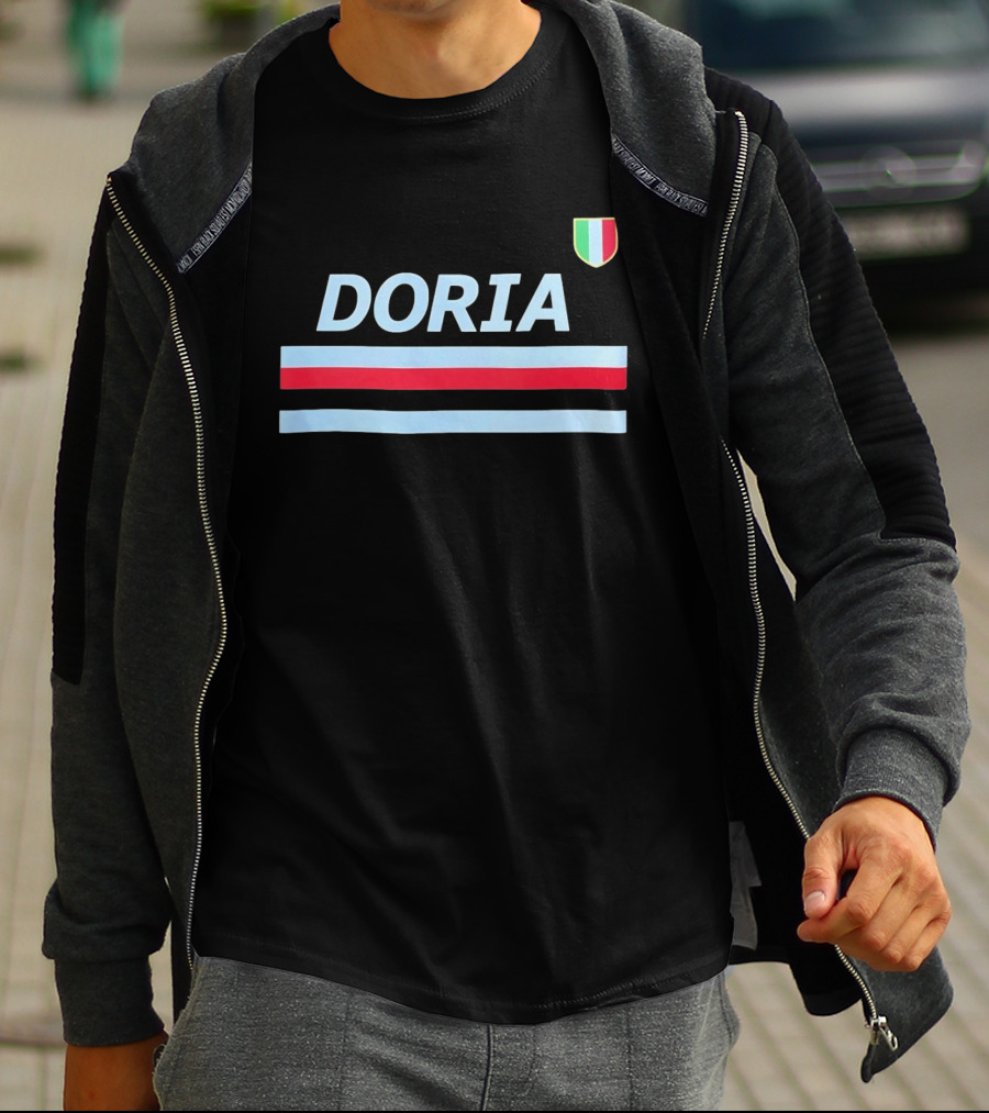Doria Sampdoria Italian Football Blue Red Stripe Shield T-Shirt