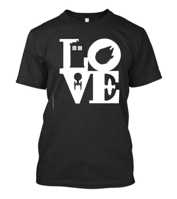 TARDIS Millennium Falcon Enterprise Serenity Sci Fi Love Mashup T-Shirt