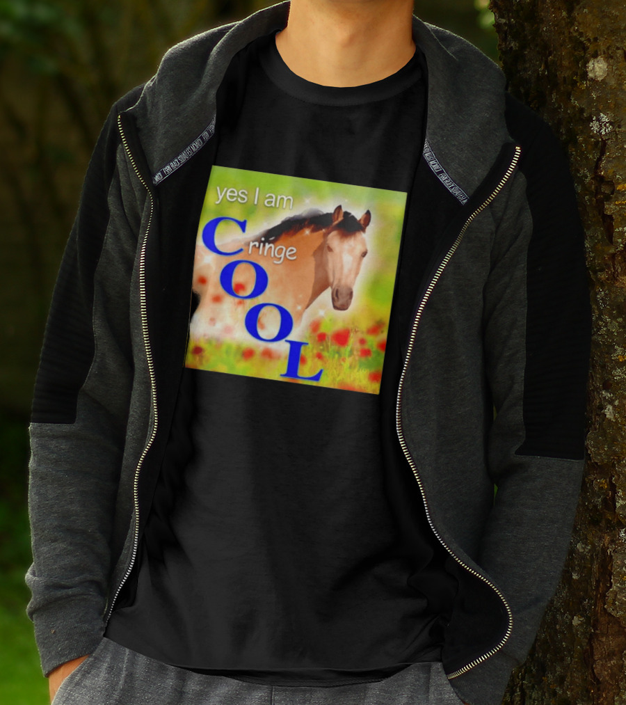 Yes I Am Cringe Cool Horse Meme Poppy Field T-Shirt