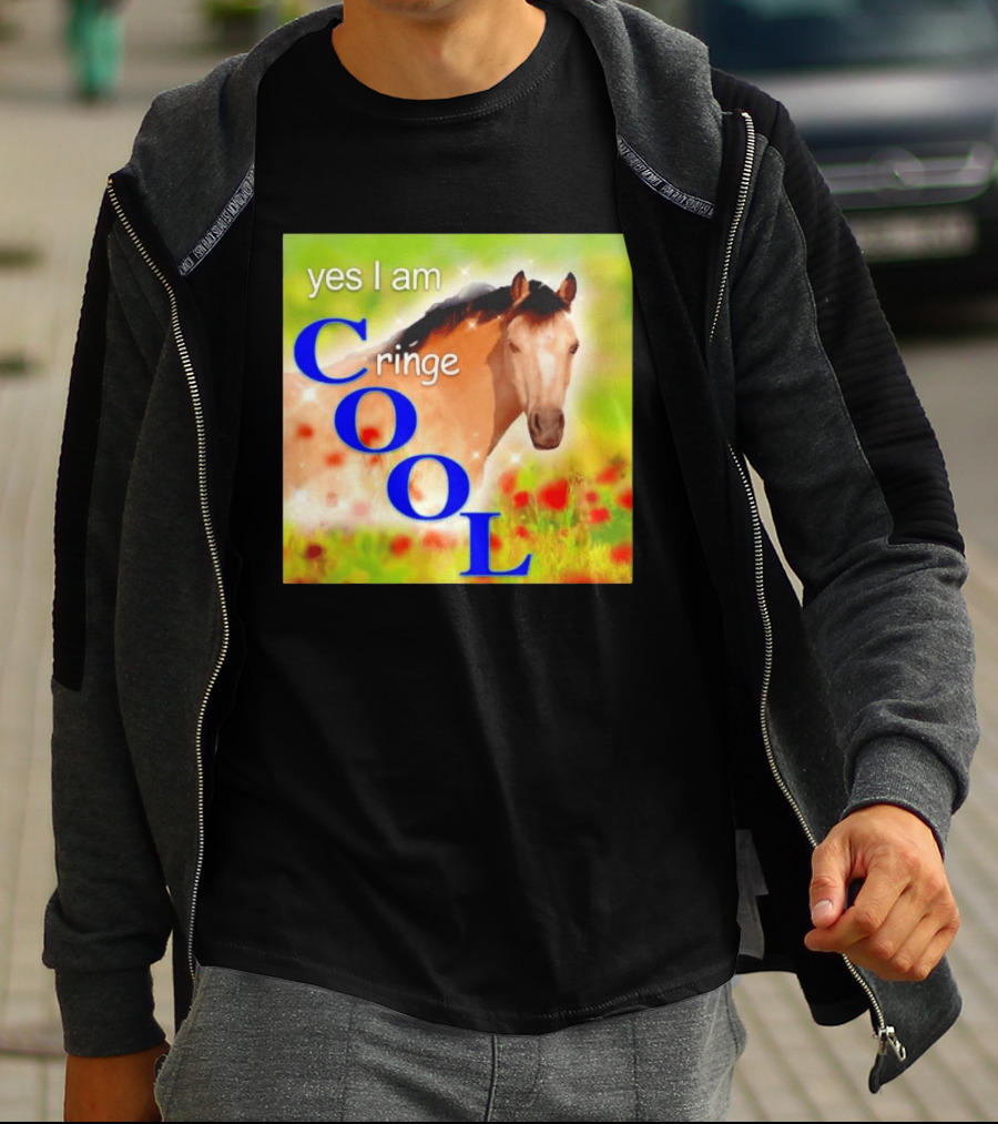 Yes I Am Cringe Cool Horse Meme Poppy Field T-Shirt