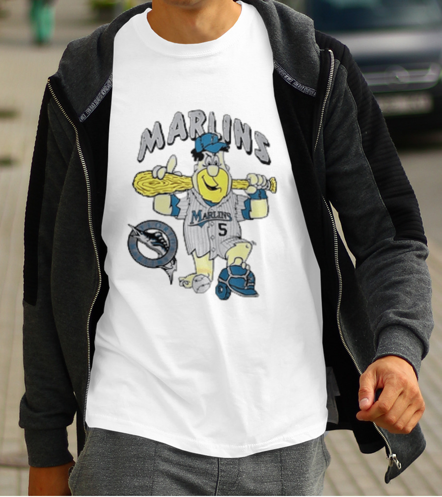 Barney Rubble Miami Marlins MLB Florida The Flintstones Baseball 5 T-Shirt