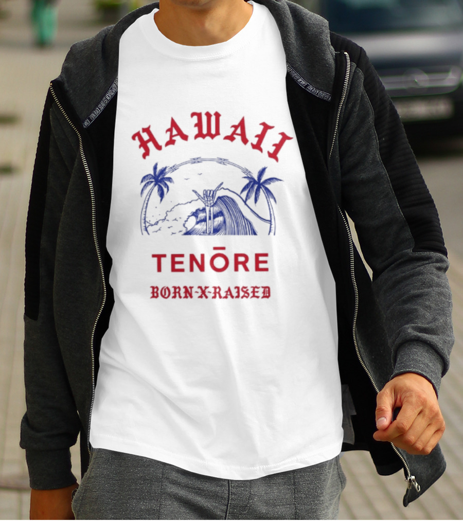 Hawaii Tenōre Born X Raised Wave And Palm Trees T-Shirt