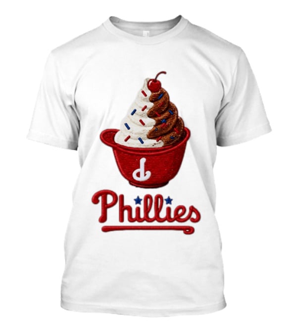 Philadelphia Phillies Ice Cream Sundae Embroidery Phillies T-Shirt
