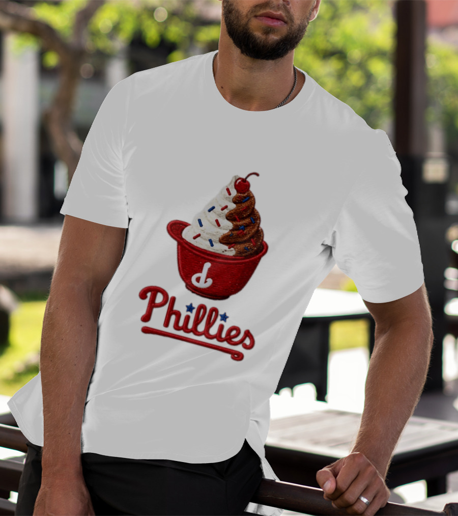 Philadelphia Phillies Ice Cream Sundae Embroidery Phillies T-Shirt