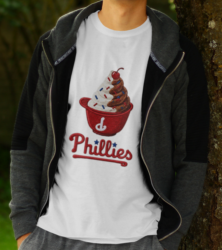Philadelphia Phillies Ice Cream Sundae Embroidery Phillies T-Shirt