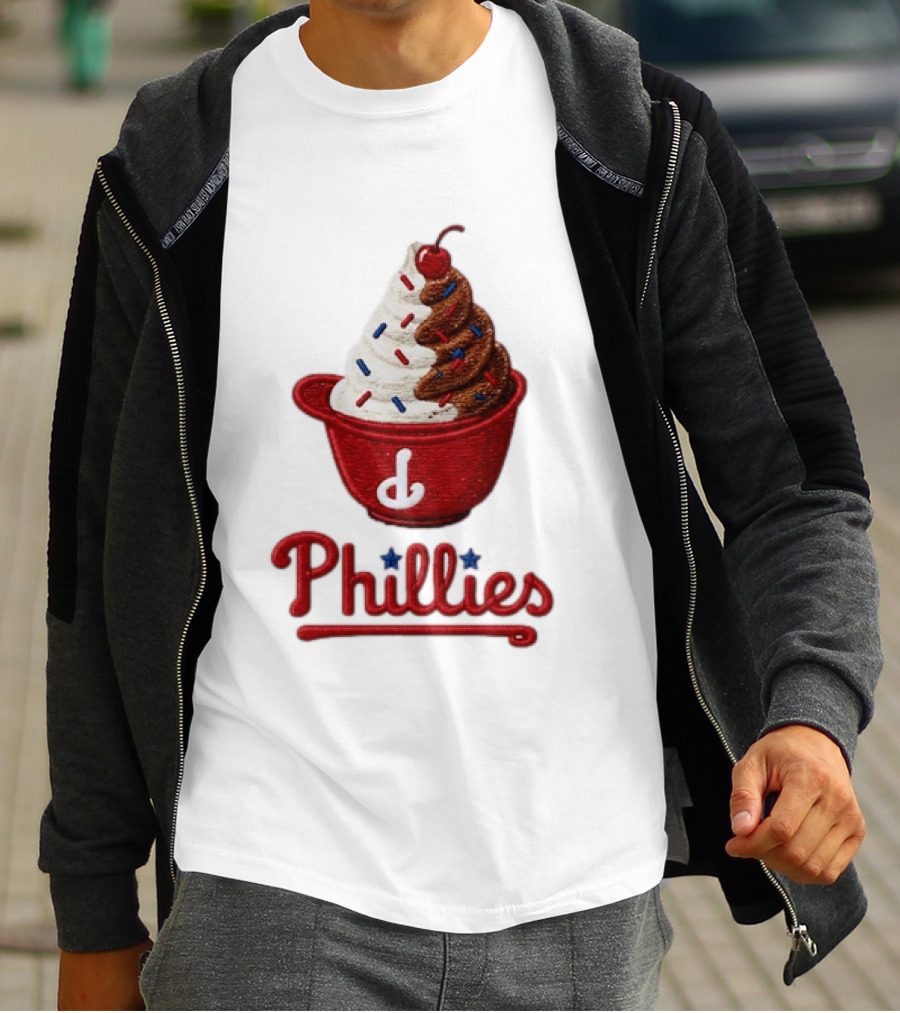 Philadelphia Phillies Ice Cream Sundae Embroidery Phillies T-Shirt