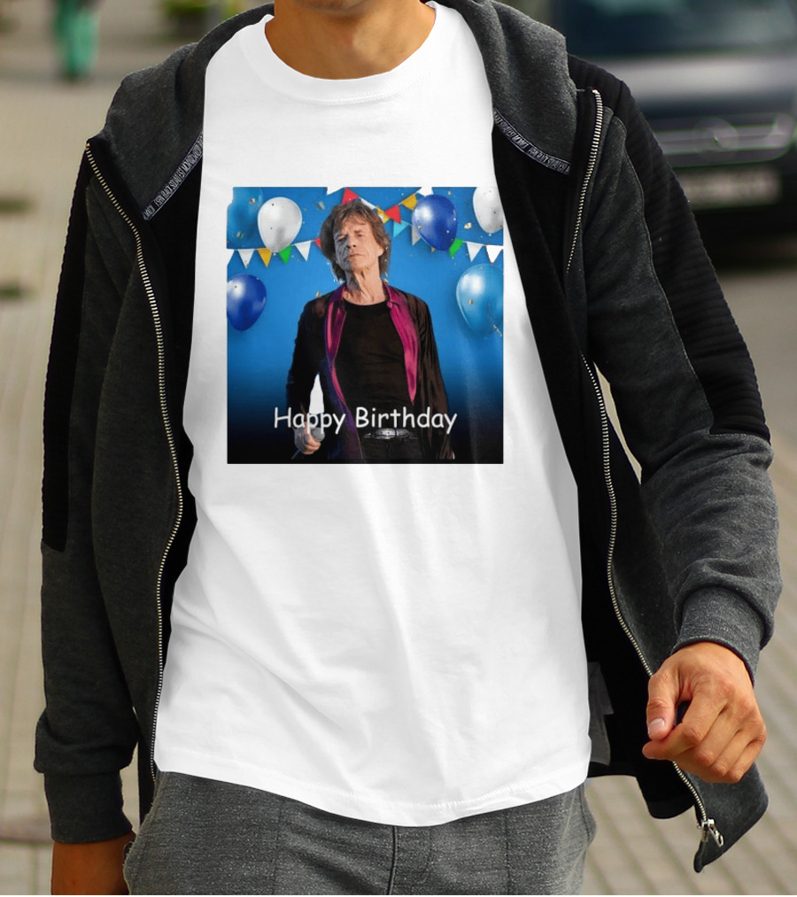 Happy Birthday Sir Mick Jagger Balloons And Banners Celebration T-Shirt