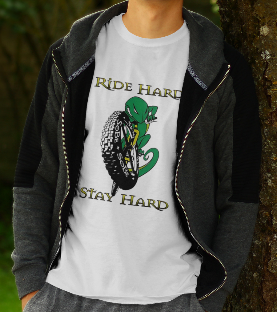 Sobe Chameleon Ride Hard Stay Hard Mountain Biking Tire Concept T-Shirt