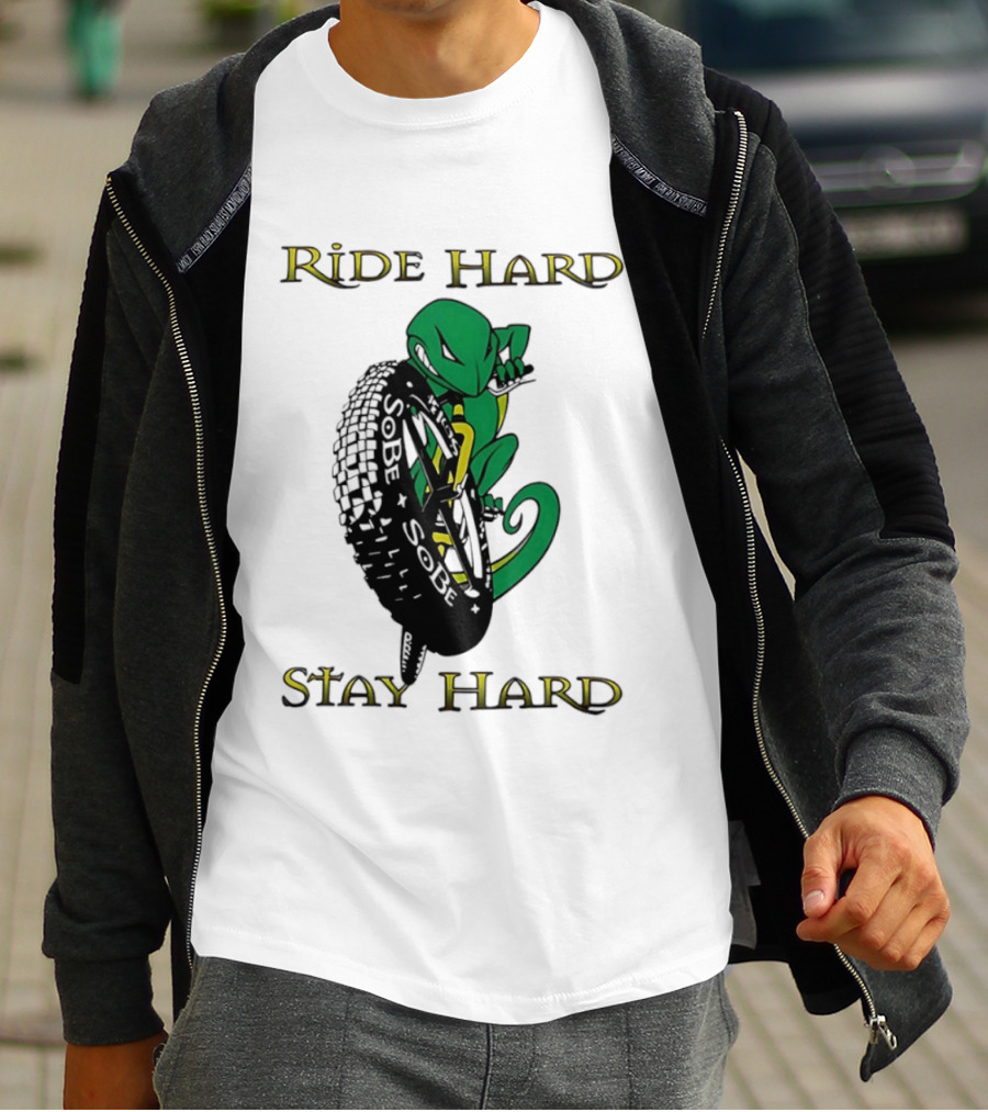 Sobe Chameleon Ride Hard Stay Hard Mountain Biking Tire Concept T-Shirt