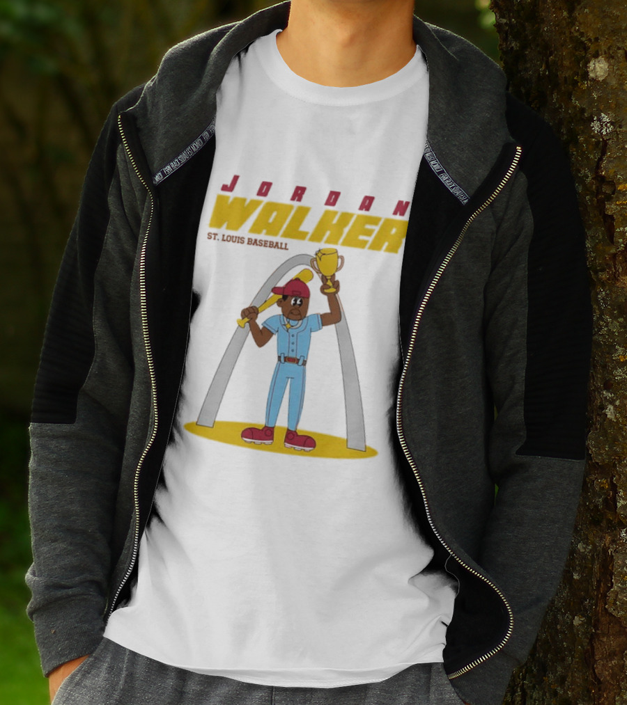 Jordan Walker St. Louis Cardinals MLB Cartoon Character With Trophy And Bat T-Shirt