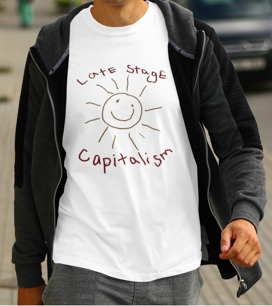 Late Stage Capitalism Smiley Face Sun Drawing T-Shirt