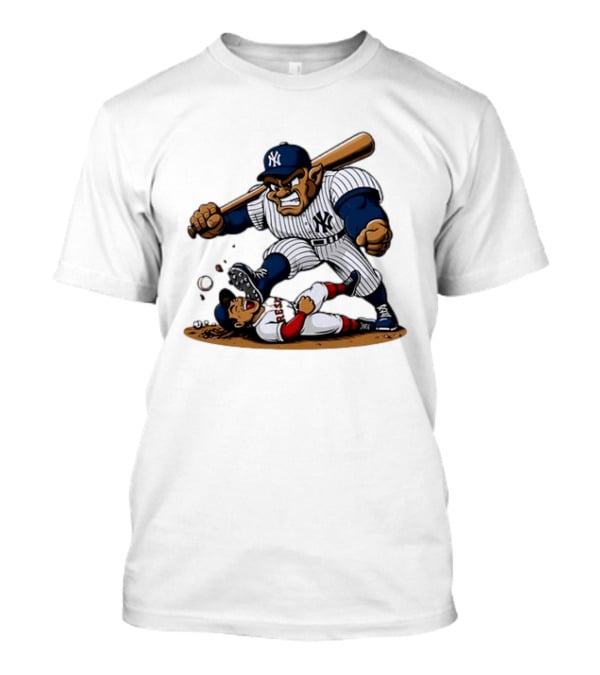 Yankees Vs Red Sox Cartoon Rivalry Yankees Player Dominance Over Red Sox Player T-Shirt