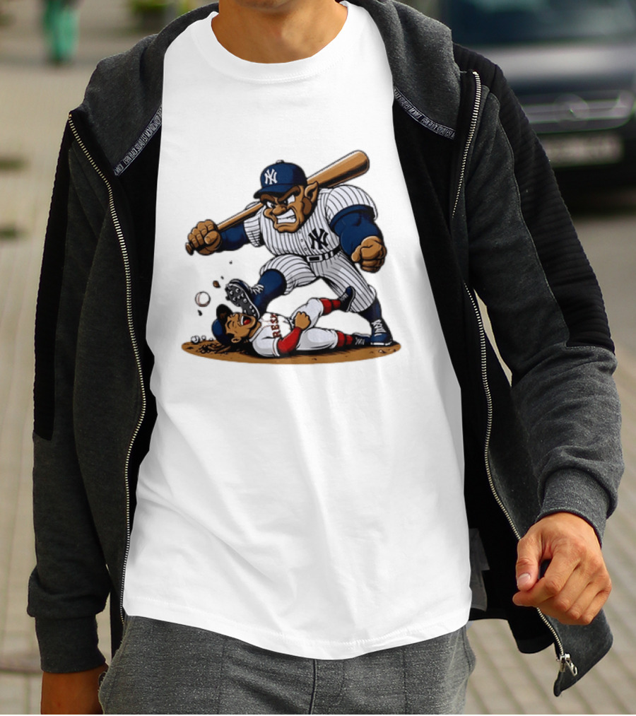 Yankees Vs Red Sox Cartoon Rivalry Yankees Player Dominance Over Red Sox Player T-Shirt