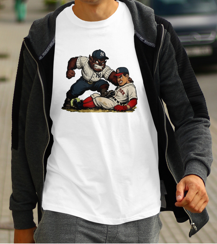 New York Yankees Werewolf Vs Boston Red Sox Player Showdown T-Shirt