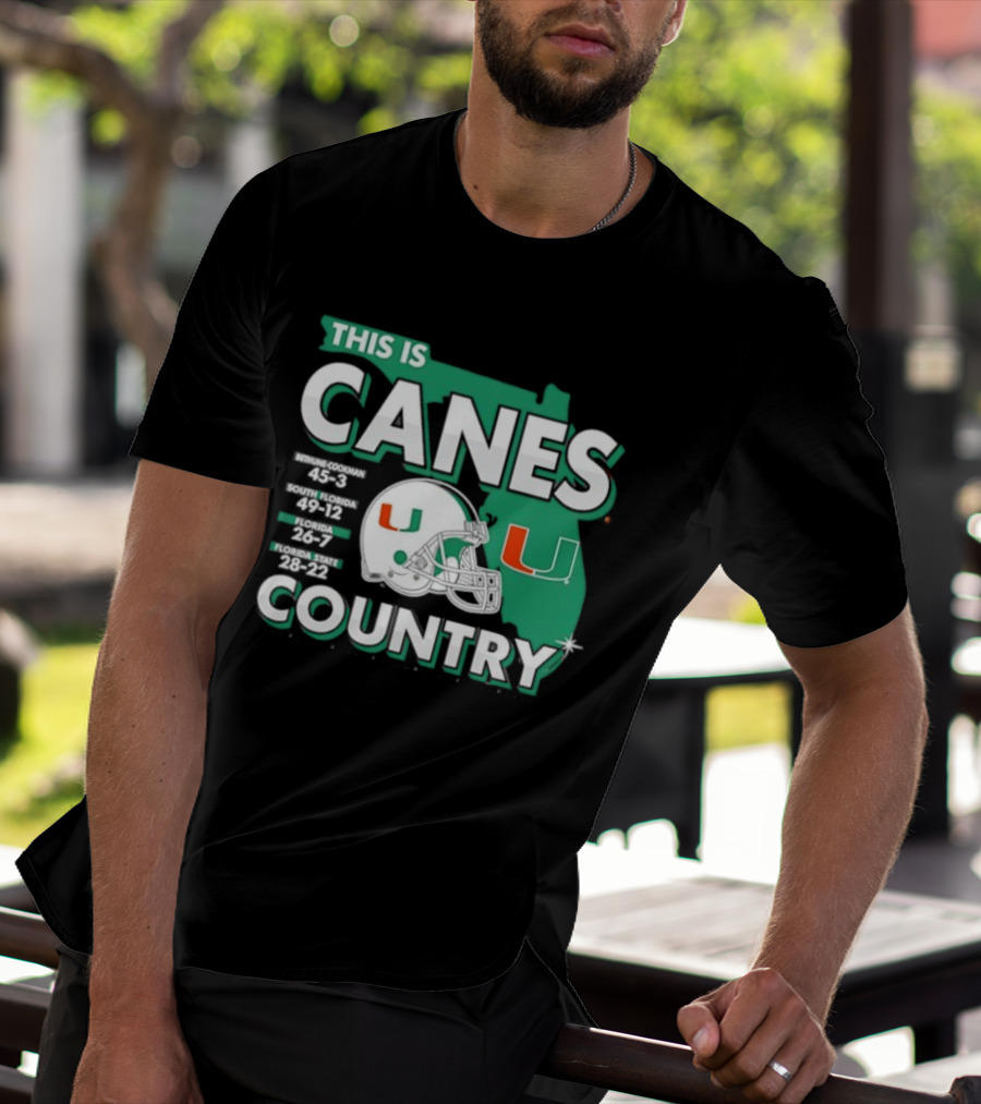 This Is Canes Country Miami Hurricanes Florida Map University Of Miami Football Helmet T-Shirt