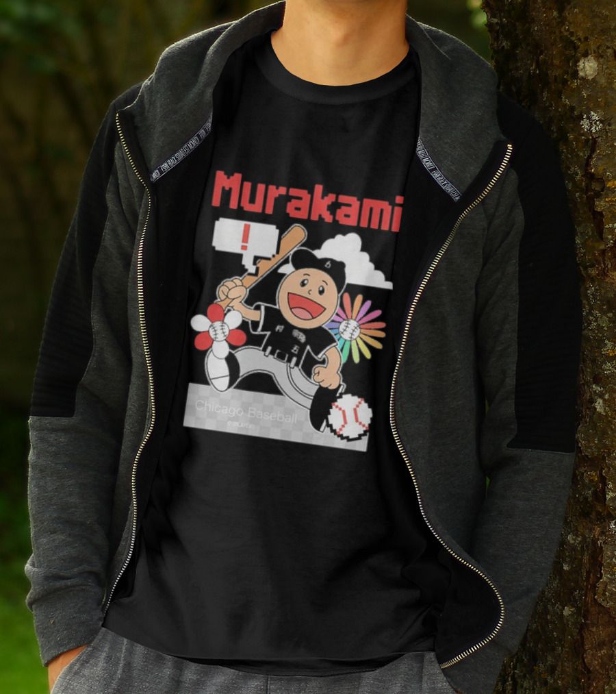 Murakami Chicago Baseball Munetaka Flower Baseball Cartoon T-Shirt