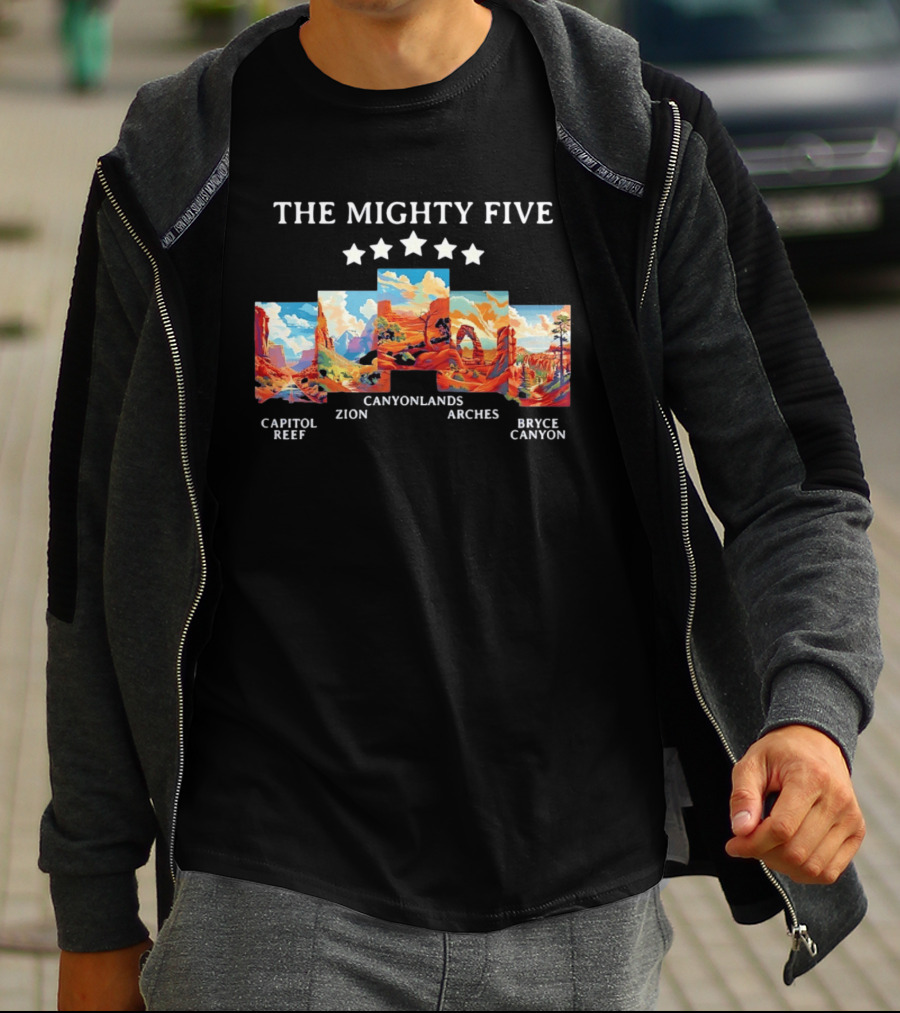 The Mighty Five Capitol Reef Zion Canyonlands Arches Bryce Canyon T-Shirt