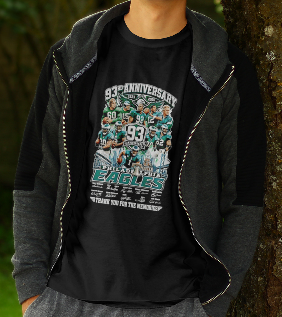 Philadelphia Eagles 93rd Anniversary 1933 2026 Thanks For The Memories With Signatures T-Shirt