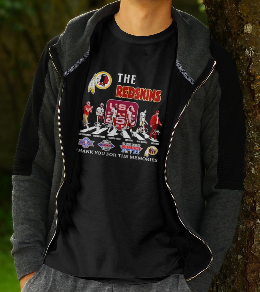 The Washington Redskins Legends Theismann Gibbs Jurgensen Green Monk Riggins Thank You For The Memories USA Redskins Super Bowl XVII XXII XXVI T-Shirt