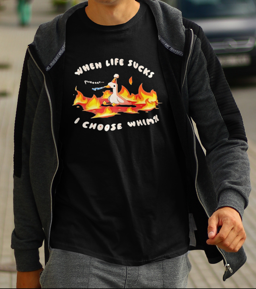 When Life Sucks I Choose Whimsy Duck Party Hat Fire Peep Peep T-Shirt