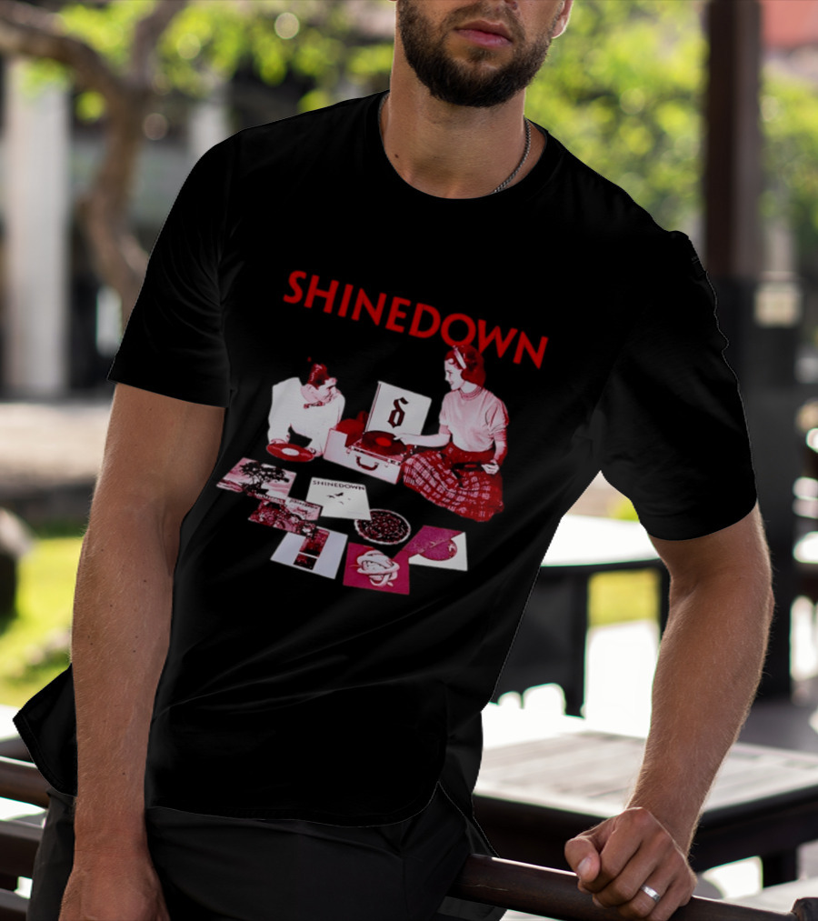 Shinedown Vinyl Record Collage Retro Music Band T-Shirt