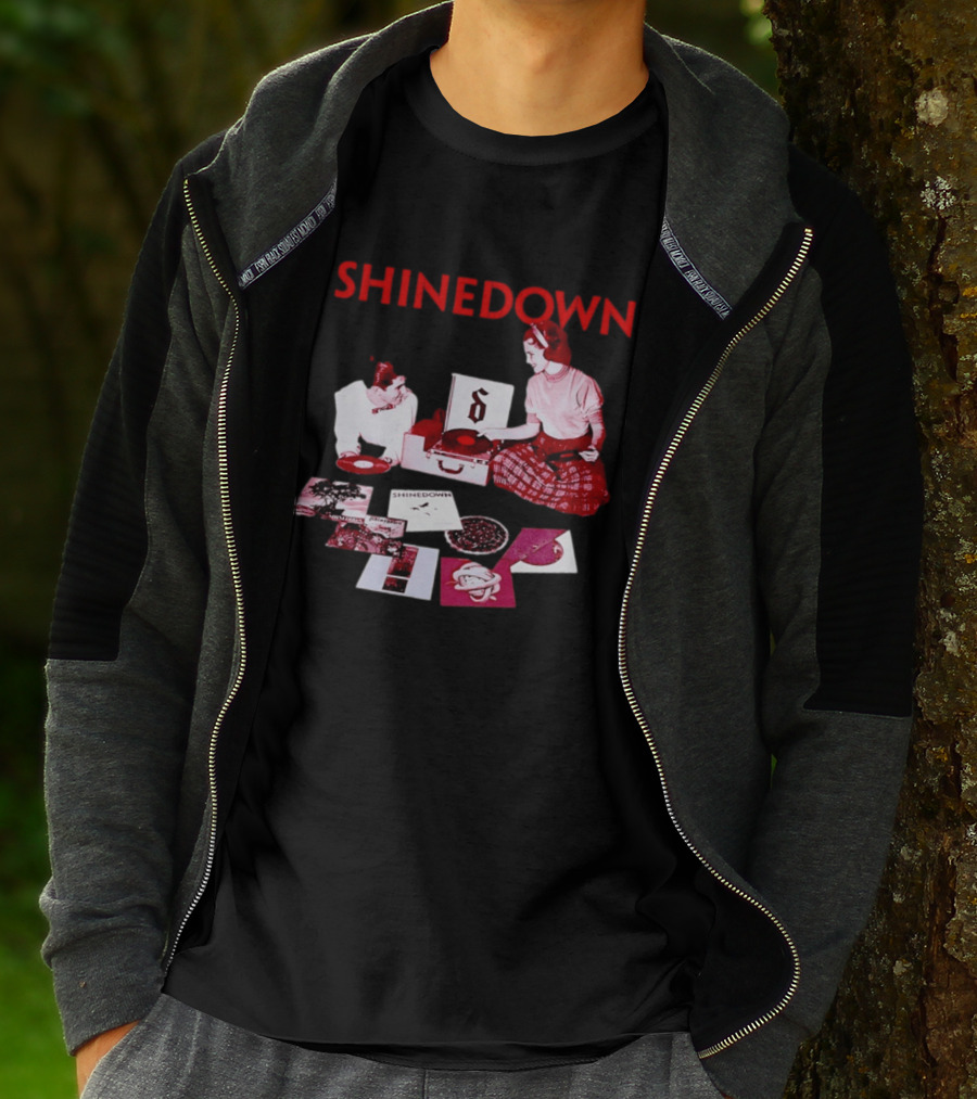 Shinedown Vinyl Record Collage Retro Music Band T-Shirt