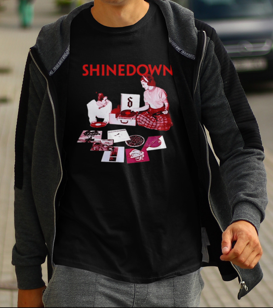 Shinedown Vinyl Record Collage Retro Music Band T-Shirt