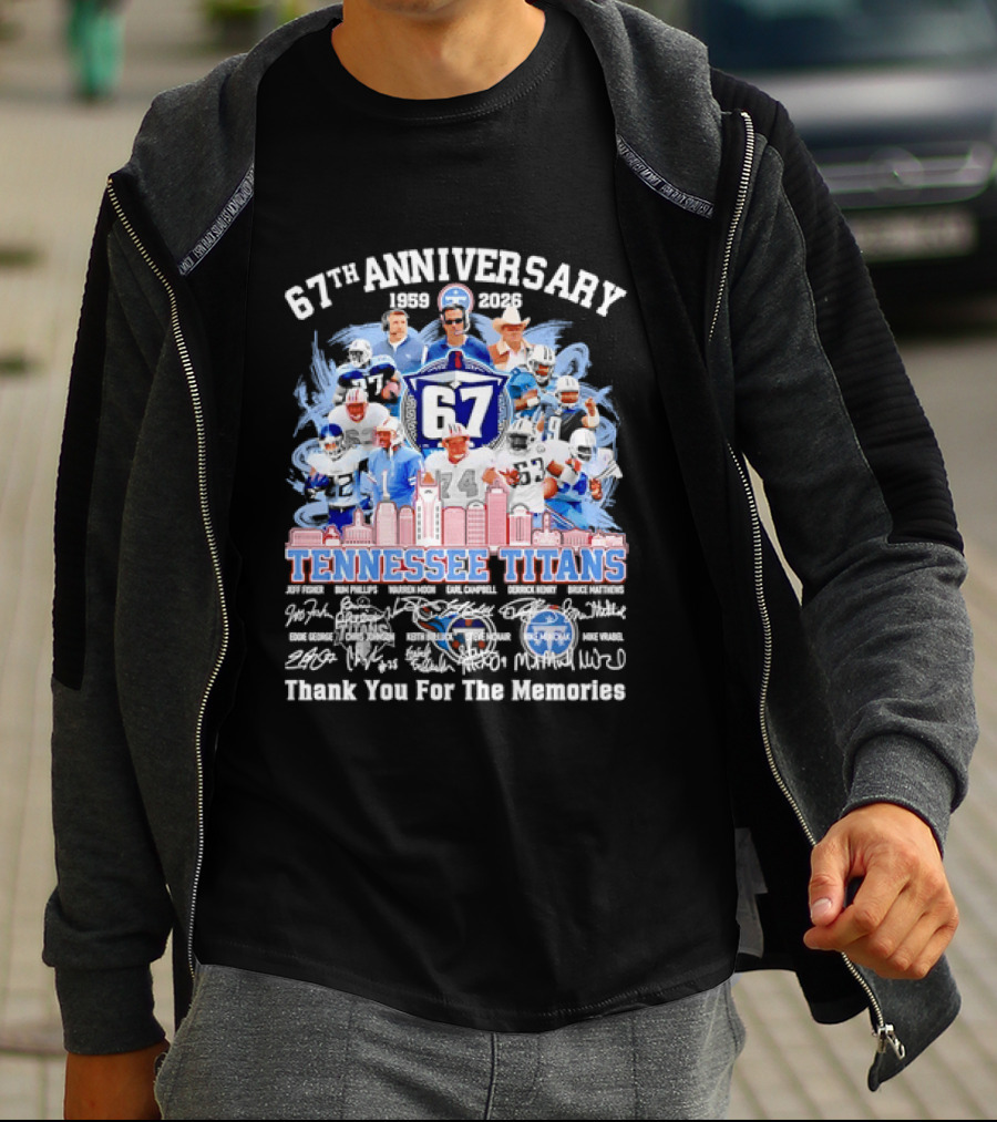 Tennessee Titans 67th Anniversary 1959 2026 Thank You For The Memories Legends T-Shirt