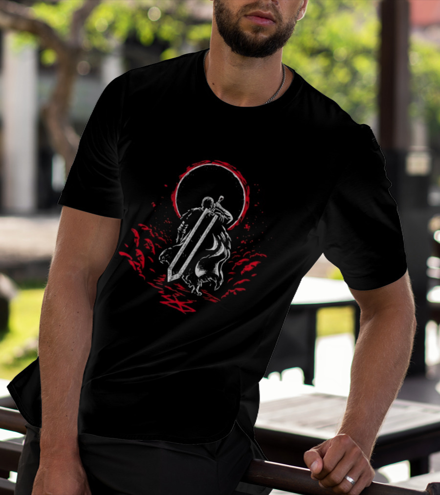 Crimson Sun Rises Dragon Slayer Warrior Shield Eclipse T-Shirt