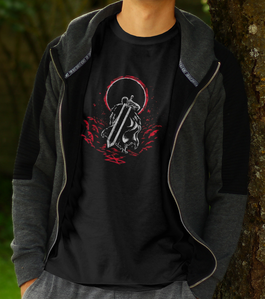 Crimson Sun Rises Dragon Slayer Warrior Shield Eclipse T-Shirt