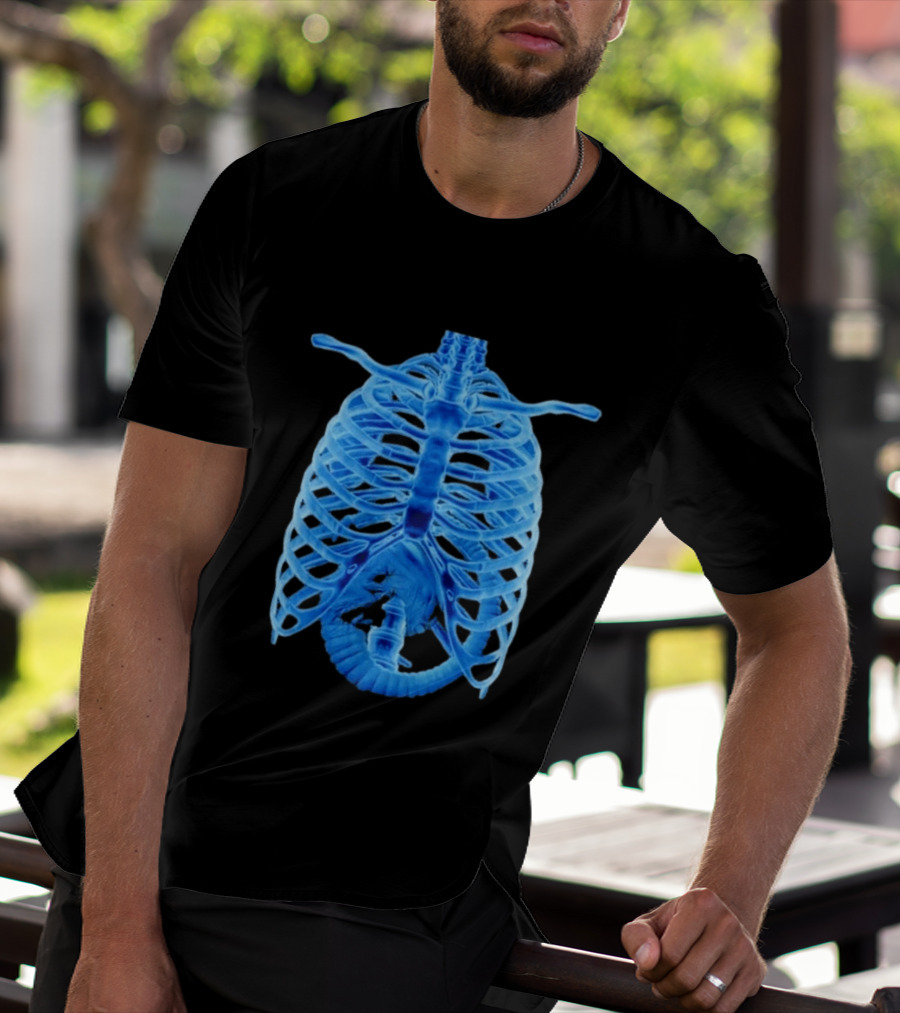 Alien Chestburster X Ray Rib Cage Black T-Shirt
