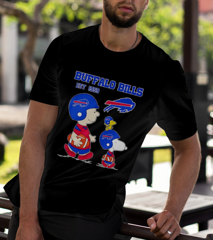 Buffalo Bills Est 1959 Charlie Brown Snoopy Peanuts Football Helmet T-Shirt