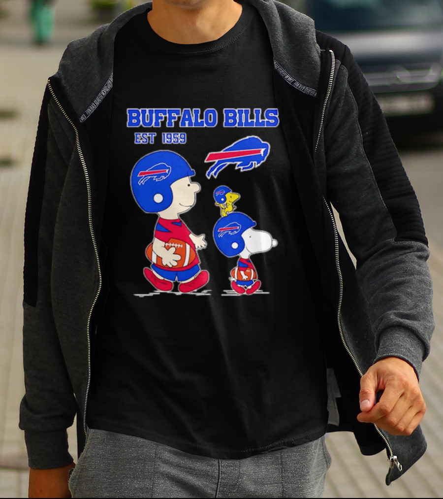 Buffalo Bills Est 1959 Charlie Brown Snoopy Peanuts Football Helmet T-Shirt