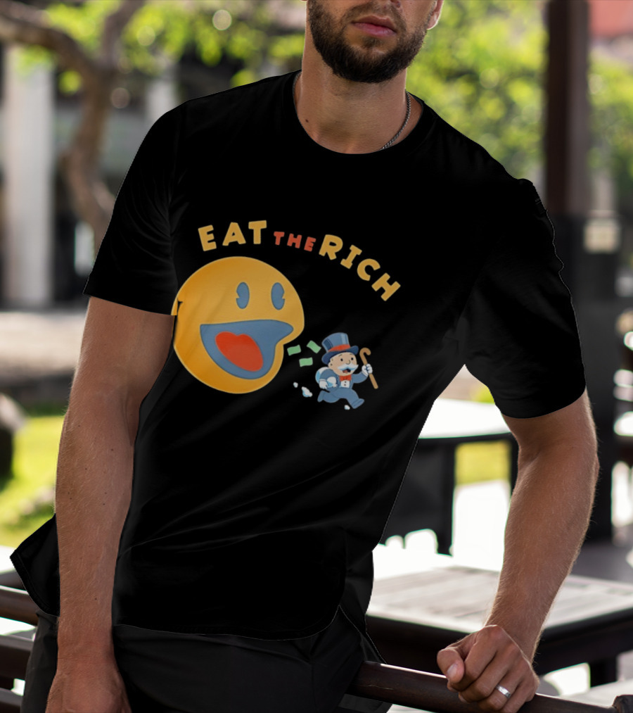 Eat The Rich Monopoly Man Pac Man Capitalism T-Shirt