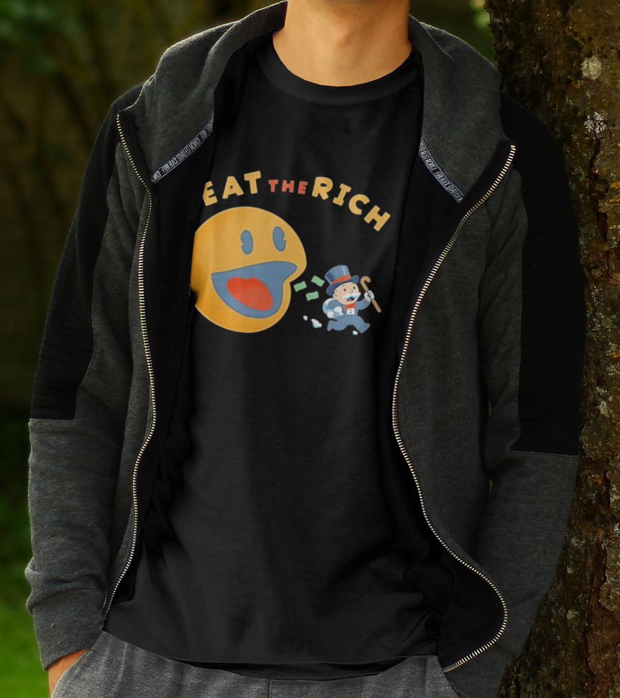 Eat The Rich Monopoly Man Pac Man Capitalism T-Shirt