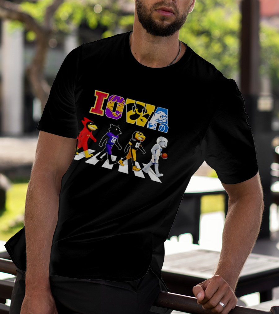 Iowa Mascots Abbey Road Walk Cardinals Panthers Bulldogs T-Shirt