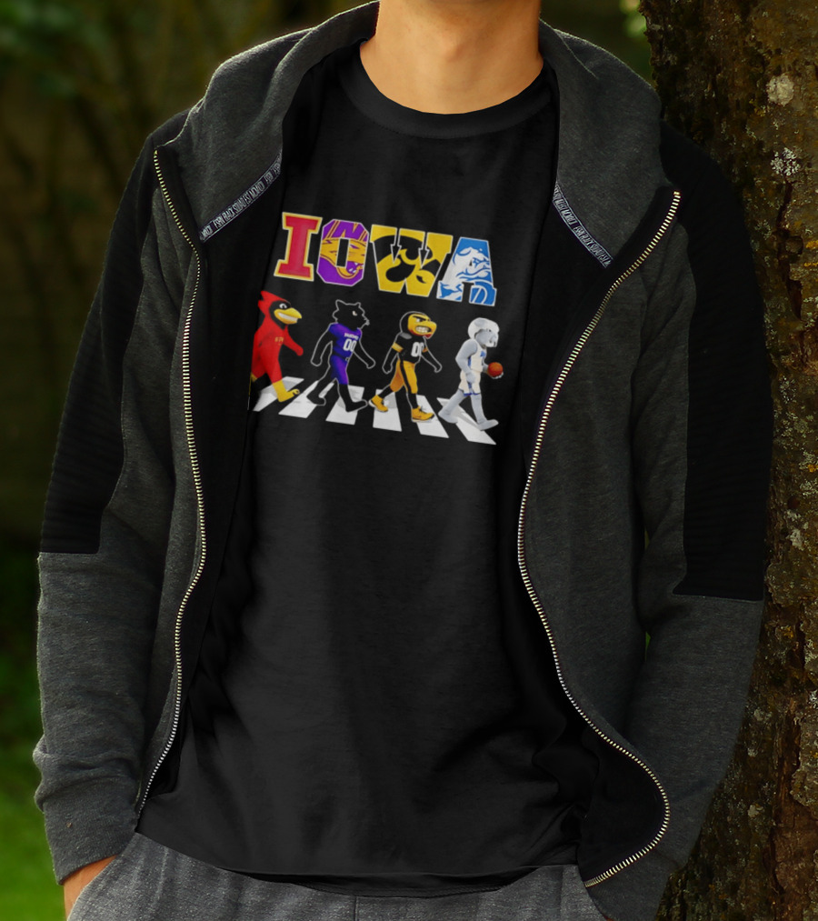 Iowa Mascots Abbey Road Walk Cardinals Panthers Bulldogs T-Shirt