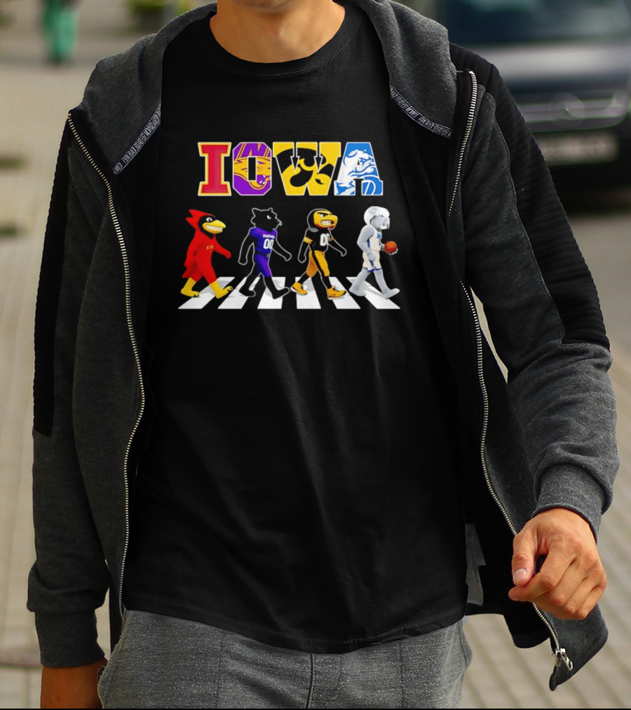Iowa Mascots Abbey Road Walk Cardinals Panthers Bulldogs T-Shirt