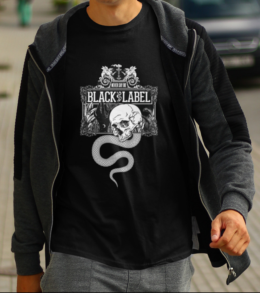 Never Say Die Black Label Skull Snake Art Kt8 Store Black Magic T-Shirt