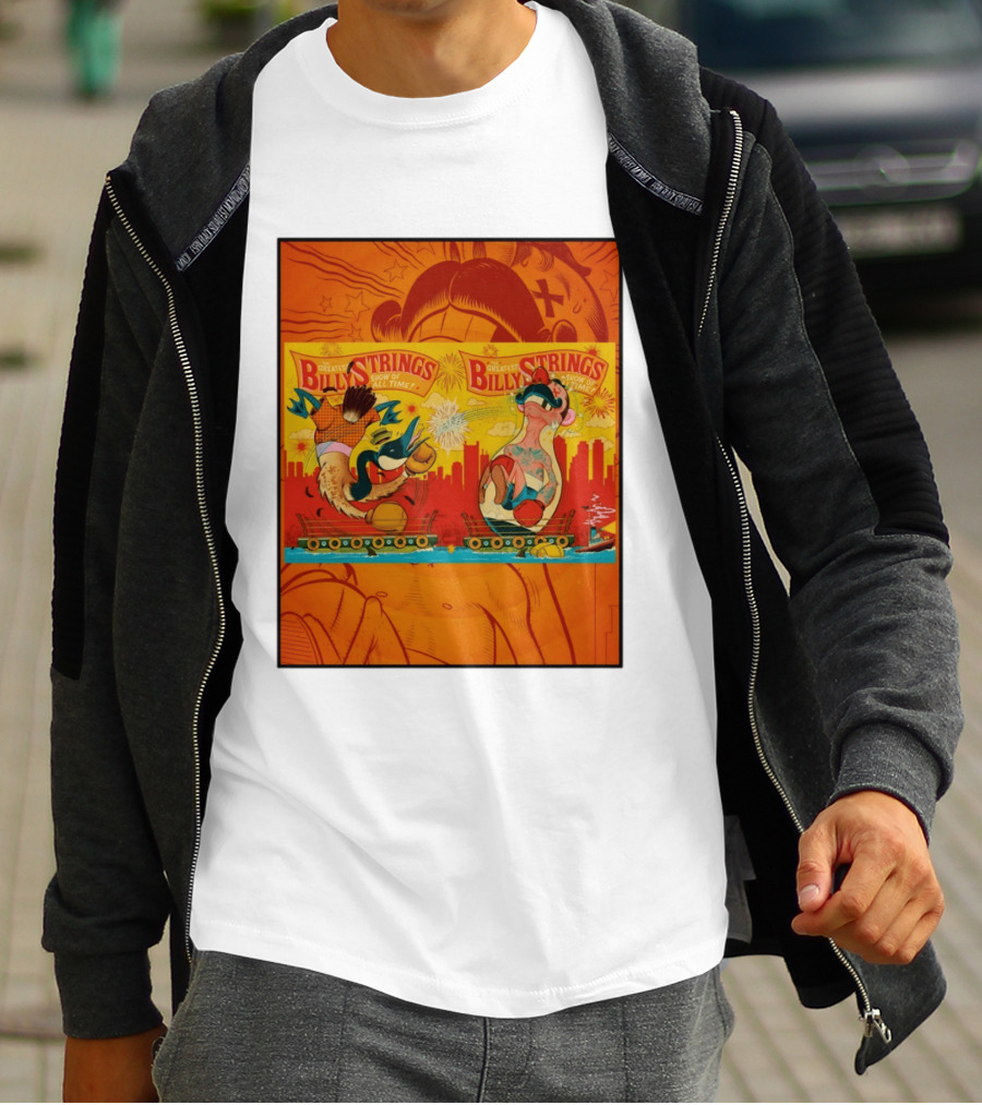 Billy Strings Greatest Show Of All Time Boxing Panels Playful Cartoon T-Shirt
